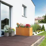 Jardinieră Vaargel 40x80x30 cm din oțel Corten, finisaj ruginiu