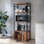 Raft de bucătărie Arhuni 139x56x30 cm, aspect stejar, cu dulap