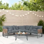 Set mobilier de grădină Karg, 4 piese, gri închis, aspect ratan