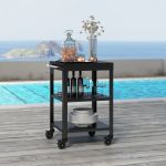 Outdoor Servierwagen Bolognano Stahl 81x50x50 cm Schwarz [casa.pro]