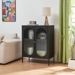 Sideboard Karlskrona 102x80x40 cm Schwarz, matt [en.casa]