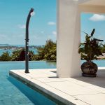 Duș solar de grădină Kebomi 216 cm, rezervor 18 L, negru