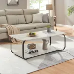 Măsuță de cafea Kolta 120x60x43 cm, aspect marmură albă