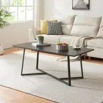 Masă de cafea Riskiften 120x60x48 cm, aspect marmură neagră