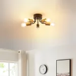 Plafonieră Barrow negru auriu cu 5 socluri E27, stil modern