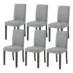 Set 6 scaune dining Hamburg tapițate, gri deschis, [en.casa]