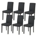 Set 6 scaune dining Hamburg negre, tapitate textil, [en.casa]