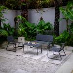 Set mobilier de grădină Andria, 4 piese, oțel, antracit