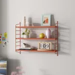 Raft de perete modular Strängnäs, roșu cărămiziu mat, 3 polițe