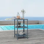 Raft exterior Bolognano cu 3 polite, metal, gri inchis/argintiu