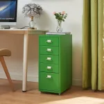 Fișet mobil de birou cu 5 sertare, verde măr, 69x28x41 cm