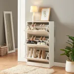 Pantofar Sykkylven alb cu 3 clapete, 103x60x24 cm, pentru 12 perechi