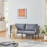 2-Sitzer-Sofa Kamar 69x158x63 cm Dunkelgrau [en.casa]