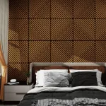 Set 12 panouri acustice decorative Vang diagonal 60x60 cm, teak