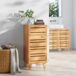 Dulap baie din bambus natur cu sertar si usa, 75x33x30 cm