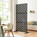 Paravan despărțitor din oțel negru Aaskis, 200x100x50 cm, [casa.pro]