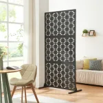 Paravan despărțitor din oțel negru Aaskis, 200x100x50 cm, [casa.pro]