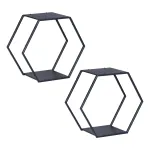 Set 2 rafturi hexagonale Tand din oțel negru pentru decor și organizare