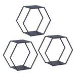 Set 3 rafturi hexagonale Tand din oțel negru pentru decor și depozitare