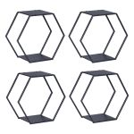 Set 4 rafturi hexagonale din oțel negru pentru decor și depozitare