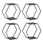 Set 4 rafturi hexagonale din oțel negru pentru decor și depozitare
