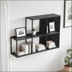 Wandregal Nostened 5er Set mit Rück- und Seitenwand Schwarz [en.casa]