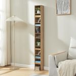 CD Regal Tynset 175x20x20 cm mit 12 Fächern Sonoma-Eichenoptik [en.casa]