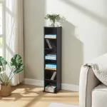 Raft CD Tynset negru cu 6 compartimente, 90x20x20 cm