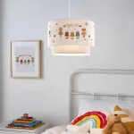 Lustră suspendată copii Lurgan, albă, cu model animale și rochițe