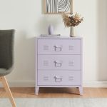 Comodă metalică cu 3 sertare Hameenlinna, mov deschis, 60x40x72 cm