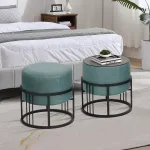 Set 2 taburete rotunde cu funcție masă, verde, design modern
