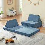 Spielsofa Norhulta 5-tlg. 120x66x46 cm Cord Blau [en.casa]