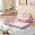 Spielsofa Norhulta 5-tlg. 120x66x46 cm Cord Rosa [en.casa]