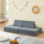 Spielsofa Norhulta 5-tlg. 150x66x46 cm Cord Grau [en.casa]