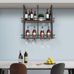 Raft pentru vin Hubro 80x30x85 cm, negru cu aspect de nuc [en.casa]