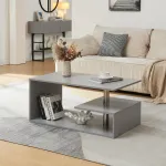 Masă de cafea Haarlem gri deschis 90x50x41 cm pentru living