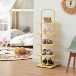 Pantofar pentru copii Poytya din oțel, 5 polițe, 96x30x27 cm, vanilie