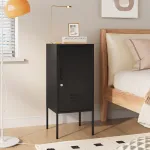 Noptieră metalică neagră Hausjärvi 82x35x35 cm cu ușă încuiabilă