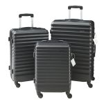 Set 3 trolere de călătorie Pona ABS negre cu lacăt TSA și roți 360°