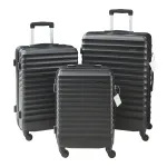 Set 3 trolere de călătorie Pona ABS negre cu lacăt TSA și roți 360°