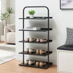 Schuhregal Poytya Stahl 119x60x32 cm Schwarz [en.casa]