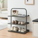 Raft pentru pantofi Poytya din otel, 3 polite, antracit, 73x60x32 cm