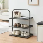 Raft pentru pantofi Poytya din otel, 3 polite, antracit, 73x60x32 cm