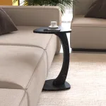 Masă laterală Klinerg tip C, neagră cu aspect marmură, 40x37x56 cm