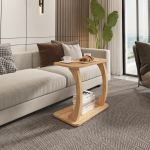 Masă laterală tip C pentru canapea, aspect lemn, 59x35x56 cm