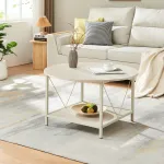 Masă de cafea Filem rotundă 80x46 cm, culoare nisip, cu poliță