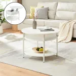 Masă de cafea Kandas cu blat rabatabil și spațiu de depozitare, 70x49 cm, albă