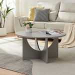 Masă de cafea Rindal 80 x 41,5 cm, gri deschis, rotundă