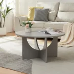 Masă de cafea Rindal 80 x 41,5 cm, gri deschis, rotundă