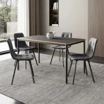 Set masă cu 4 scaune Lindesberg, gri închis, stil modern